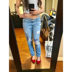 Lucky Brand Embroidered Boyfriend Jeans
